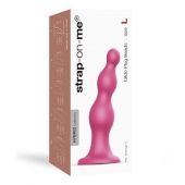 Розовая насадка Strap-On-Me Dildo Plug Beads size L - Strap-on-me - купить с доставкой в Махачкале