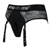 Черные трусики для насадок Diva Lingerie Harness - size S - Strap-on-me - купить с доставкой в Махачкале