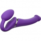 Фиолетовый безремневой вибрострапон Silicone Bendable Strap-On - size M - Strap-on-me - купить с доставкой в Махачкале