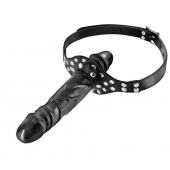 Черный кляп-фаллоимитатор Double Penis Gag - Fetish Tentation - купить с доставкой в Махачкале