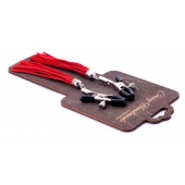 Металлические зажимы на соски с красными замшевыми кисточками - Crazy Handmade - купить с доставкой в Махачкале