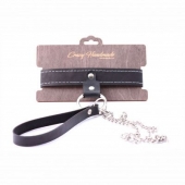 Узкий однослойный ошейник с поводком - Crazy Handmade - купить с доставкой в Махачкале