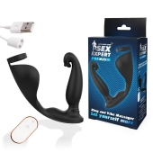 Черный анальный вибромассажёр с эрекционным кольцом и подхватом для мошонки - 12,8 см. - Sex Expert - в Махачкале купить с доставкой