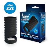 Черная открытая насадка на пенис с кольцом для мошонки XXL-size - 9,4 см. - Sex Expert - в Махачкале купить с доставкой