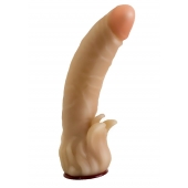 Телесная гелевая насадка-фаллос с клиторальными лепестками - 18,5 см. - LOVETOY (А-Полимер) - купить с доставкой в Махачкале