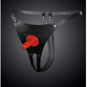 Чёрные кожаные универсальные трусики со штырьком для насадок - Sitabella - купить с доставкой в Махачкале