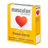 Презервативы с колечками и пупырышками Masculan Ribbed+Dotted - 3 шт. - Masculan - купить с доставкой в Махачкале