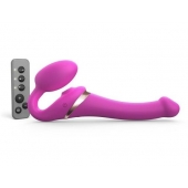 Ярко-розовый безремневой страпон Multi Orgasm Size S с клиторальной стимуляцией - Strap-on-me - купить с доставкой в Махачкале