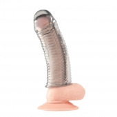 Текстурированная насадка на пенис Clear Textured Penis Enhancing Sleeve Extension - 16,5 см. - BlueLine - в Махачкале купить с доставкой