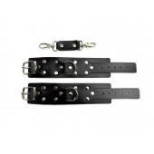 Черные кожаные наручники Sex Game - БДСМ Арсенал - купить с доставкой в Махачкале