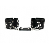 Черные кожаные наручники Sex Game - БДСМ Арсенал - купить с доставкой в Махачкале