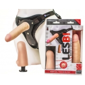 Телесный страпон Harness LESBI с вагинальной пробкой - 16,5 см. - LOVETOY (А-Полимер) - купить с доставкой в Махачкале