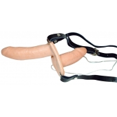 Телесный женский страпон с вагинальной пробкой Strap-On Duo - 15 см. - Orion - купить с доставкой в Махачкале