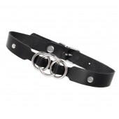 Черный кожаный ошейник со связанными кольцами - Pecado - купить с доставкой в Махачкале