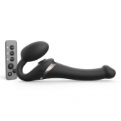 Черный безремневой страпон Multi Orgasm Size S с клиторальной стимуляцией - Strap-on-me - купить с доставкой в Махачкале