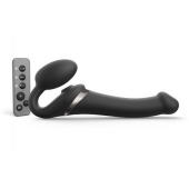 Черный безремневой страпон Multi Orgasm Size M с клиторальной стимуляцией - Strap-on-me - купить с доставкой в Махачкале