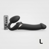 Черный безремневой страпон Multi Orgasm Size L с клиторальной стимуляцией - Strap-on-me - купить с доставкой в Махачкале