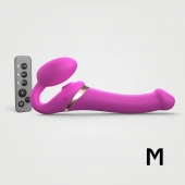 Ярко-розовый безремневой страпон Multi Orgasm Size M с клиторальной стимуляцией - Strap-on-me - купить с доставкой в Махачкале