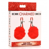 Красные зажимы на соски с помпонами Pom Pom - XR Brands - купить с доставкой в Махачкале