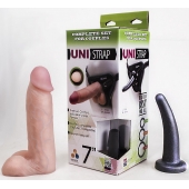 Страпон-унисекс с двумя насадками UNI strap 7  Harness - 19 и 16 см. - LOVETOY (А-Полимер) - купить с доставкой в Махачкале