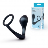 Черное эрекционное кольцо со стимулятором простаты Ringer Cock Ring   Plug - b-Vibe - в Махачкале купить с доставкой