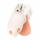 Белая клетка для пениса Silicone Small 2 in Cock Cage With Ball Divider - BlueLine - купить с доставкой в Махачкале