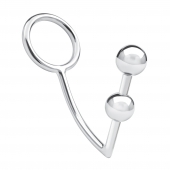 Кольцо на пенис с анальным стимулятором Two Bead Stainless Steel Anal Hook   Cock Ring - BlueLine - в Махачкале купить с доставкой