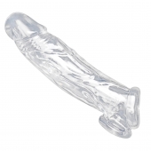 Прозрачная насадка для увеличения члена Realistic Clear Penis Enhancer and Ball Stretcher - 20,3 см. - XR Brands - в Махачкале купить с доставкой