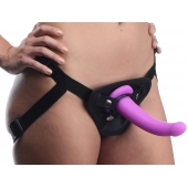 Лиловый поясной страпон Navigator Silicone G-Spot Dildo with Harness - 17,8 см. - XR Brands - купить с доставкой в Махачкале