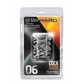 Прозрачная насадка с объёмными чёрточками STAY HARD COCK SLEEVE 06 CLEAR - Blush Novelties - в Махачкале купить с доставкой