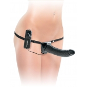 Черный страпон с вагинальной пробкой Deluxe Vibrating Penetrix Strap-On - 19 см. - Pipedream - купить с доставкой в Махачкале