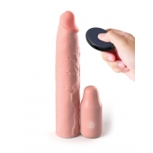 Телесная вибронасадка на член 3  Vibrating Mega X-tension with Remote - 22,9 см. - Pipedream - в Махачкале купить с доставкой