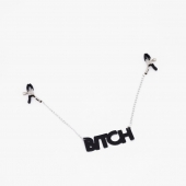 Зажимы на соски с кожаной подвеской Bitch - Crazy Handmade - купить с доставкой в Махачкале