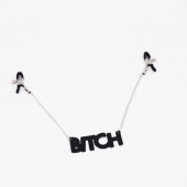 Зажимы на соски с кожаной подвеской Bitch - Crazy Handmade - купить с доставкой в Махачкале
