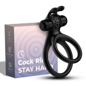 Черное эрекционное виброкольцо с подхватом мошонки Stay Hard - Boys of Toys - в Махачкале купить с доставкой