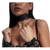 Черный ажурный чокер с золотистой фурнитурой - Crazy Handmade - купить с доставкой в Махачкале