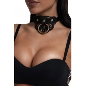 Черный чокер с клепками и золотистой фурнитурой - Crazy Handmade - купить с доставкой в Махачкале