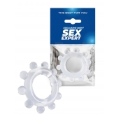 Прозрачное эрекционное кольцо со стимулирующими шариками - Sex Expert - в Махачкале купить с доставкой