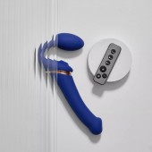 Синий безремневой страпон Multi Orgasm Bendable Strap-On size XL с клиторальной стимуляцией - Strap-on-me - купить с доставкой в Махачкале