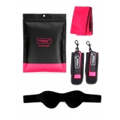 Черно-розовый эротический набор: маска, наручники и повязка - Erokay - купить с доставкой в Махачкале