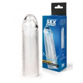 Прозрачная закрытая насадка на пенис с ребрышками - 16 см. - Sex Expert - в Махачкале купить с доставкой