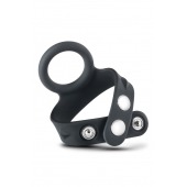 Черное эрекционное кольцо с подхватом мошонки на кнопках VS6 - Blush Novelties - в Махачкале купить с доставкой