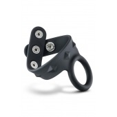 Черное эрекционное кольцо с подхватом мошонки на кнопках VS6 - Blush Novelties - в Махачкале купить с доставкой