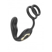 Черная анальная пробка с вращением и эрекционными кольцами - Ibiza - в Махачкале купить с доставкой