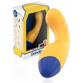 Желтый изогнутый мини-вибратор с управлением через приложение - 14 см. - Oninder