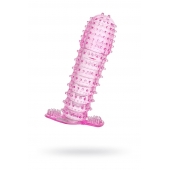 Гелевая розовая насадка с шипами - 12 см. - Toyfa Basic - в Махачкале купить с доставкой
