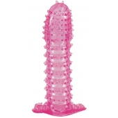 Гелевая розовая насадка с шипами - 12 см. - Toyfa Basic - в Махачкале купить с доставкой