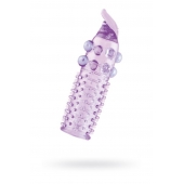 Гелевая фиолетовая насадка с шариками, шипами и усиком - 11 см. - Toyfa Basic - в Махачкале купить с доставкой