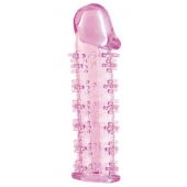 Гелевая розовая насадка на фаллос с шипами - 12 см. - Toyfa Basic - в Махачкале купить с доставкой