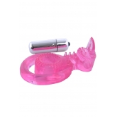 Розовая вибронасадка со стимулятор клитора   Язычок - Toyfa Basic - в Махачкале купить с доставкой